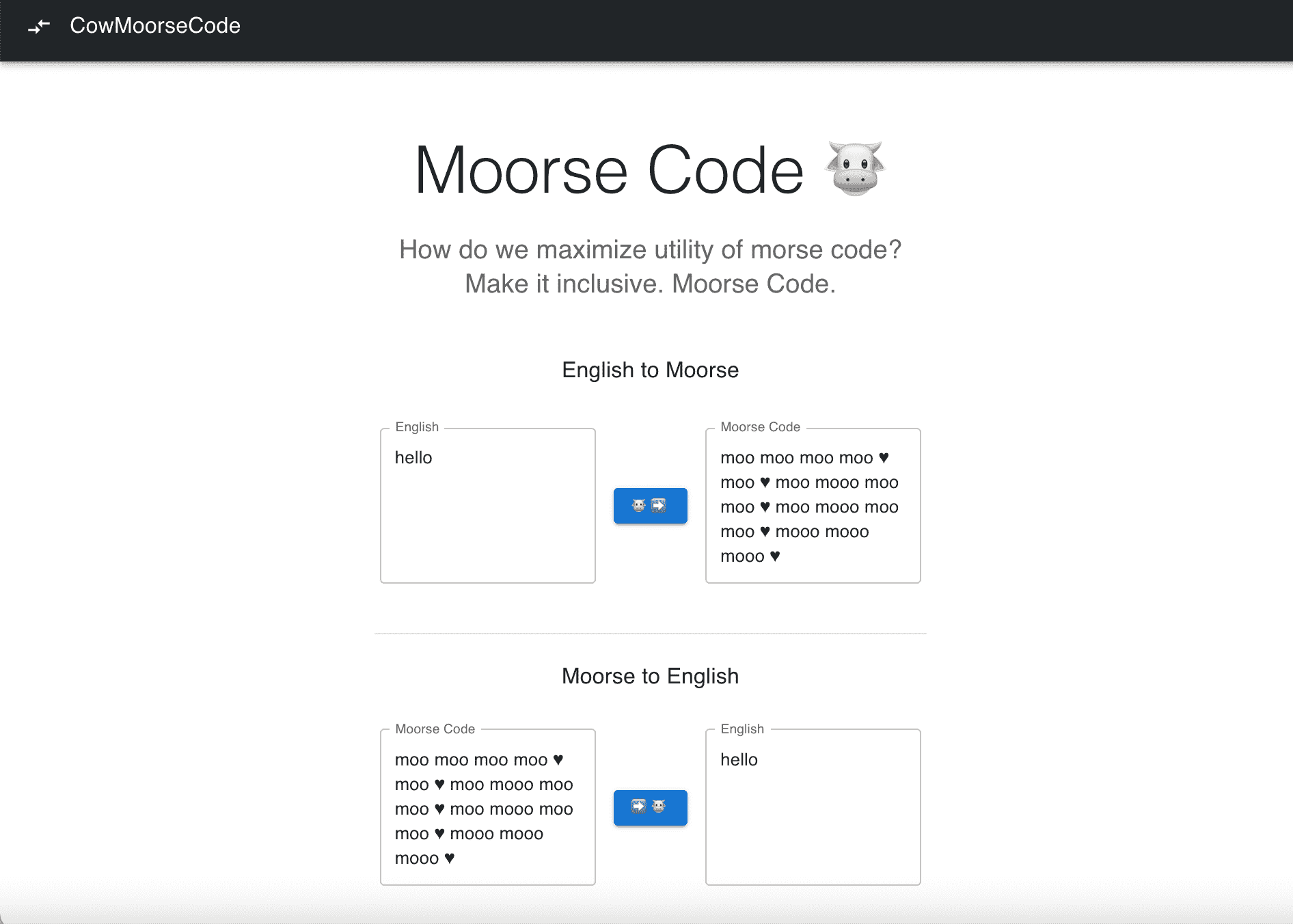 Moorse Code Web App Example